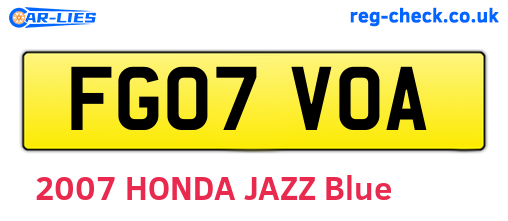 FG07VOA are the vehicle registration plates.