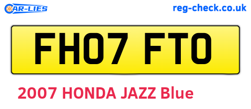 FH07FTO are the vehicle registration plates.
