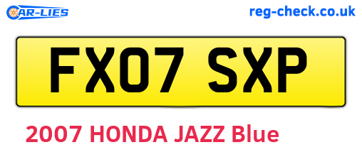 FX07SXP are the vehicle registration plates.