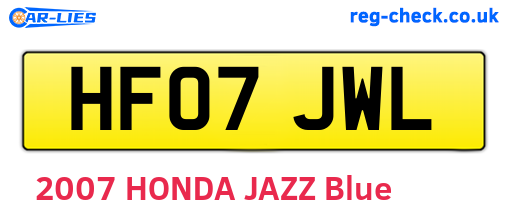 HF07JWL are the vehicle registration plates.