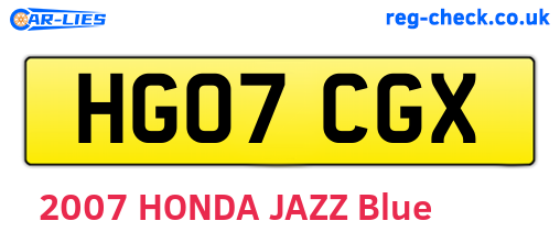 HG07CGX are the vehicle registration plates.