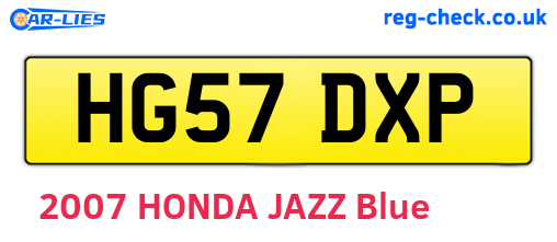 HG57DXP are the vehicle registration plates.