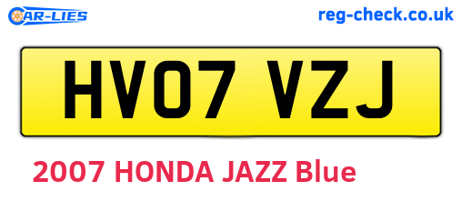 HV07VZJ are the vehicle registration plates.