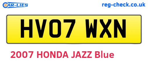 HV07WXN are the vehicle registration plates.