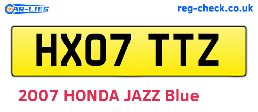 HX07TTZ are the vehicle registration plates.