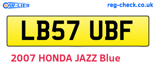 LB57UBF are the vehicle registration plates.