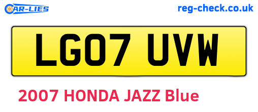 LG07UVW are the vehicle registration plates.