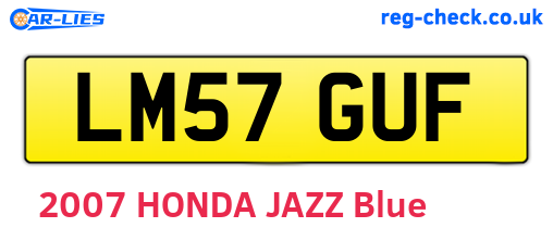 LM57GUF are the vehicle registration plates.