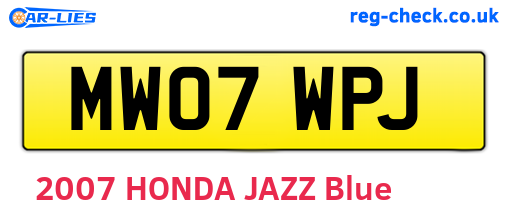 MW07WPJ are the vehicle registration plates.
