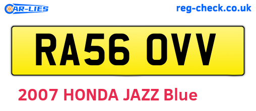 RA56OVV are the vehicle registration plates.