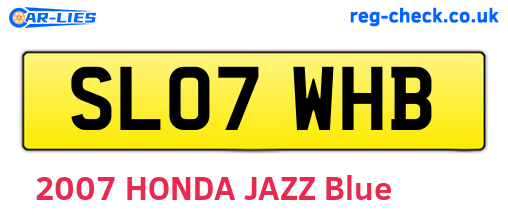 SL07WHB are the vehicle registration plates.