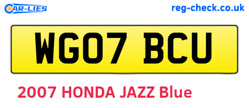 WG07BCU are the vehicle registration plates.