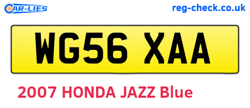 WG56XAA are the vehicle registration plates.
