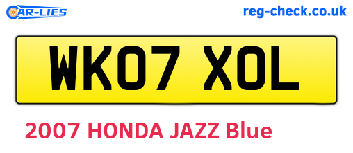 WK07XOL are the vehicle registration plates.