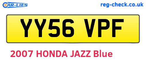 YY56VPF are the vehicle registration plates.