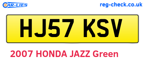 HJ57KSV are the vehicle registration plates.