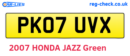 PK07UVX are the vehicle registration plates.
