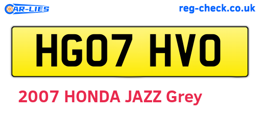 HG07HVO are the vehicle registration plates.