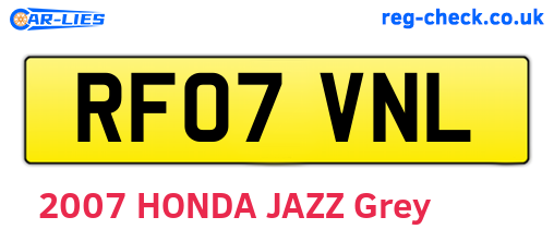 RF07VNL are the vehicle registration plates.