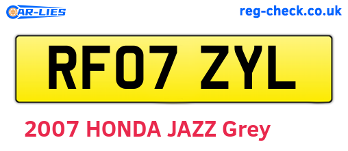 RF07ZYL are the vehicle registration plates.