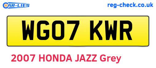 WG07KWR are the vehicle registration plates.