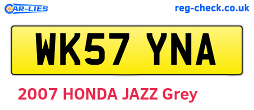 WK57YNA are the vehicle registration plates.