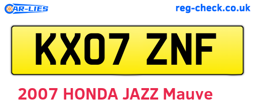 KX07ZNF are the vehicle registration plates.