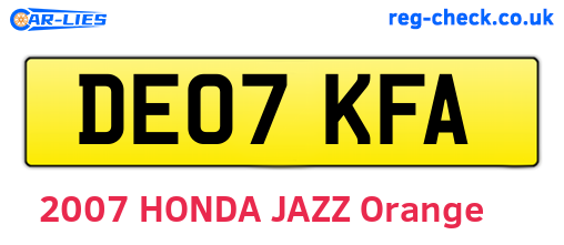 DE07KFA are the vehicle registration plates.