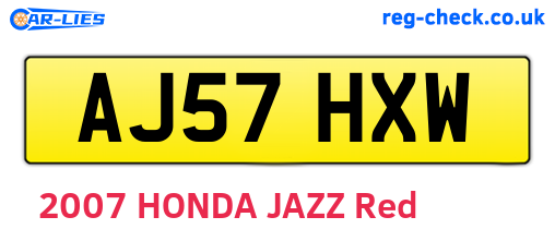 AJ57HXW are the vehicle registration plates.