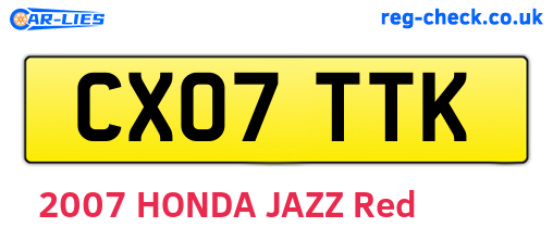 CX07TTK are the vehicle registration plates.
