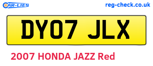 DY07JLX are the vehicle registration plates.