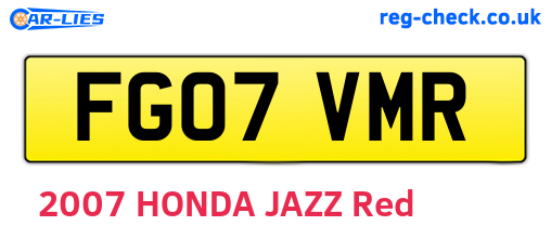 FG07VMR are the vehicle registration plates.