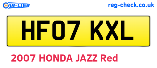 HF07KXL are the vehicle registration plates.