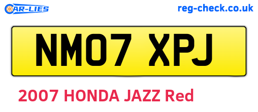 NM07XPJ are the vehicle registration plates.