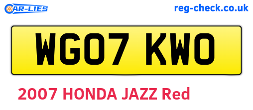 WG07KWO are the vehicle registration plates.