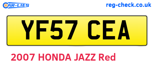 YF57CEA are the vehicle registration plates.