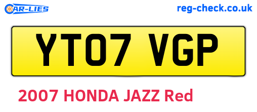 YT07VGP are the vehicle registration plates.