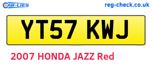 YT57KWJ are the vehicle registration plates.