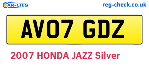 AV07GDZ are the vehicle registration plates.