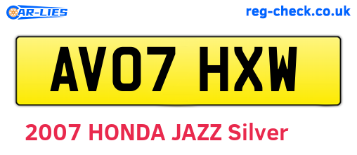 AV07HXW are the vehicle registration plates.