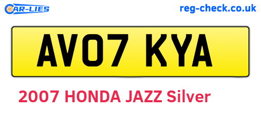 AV07KYA are the vehicle registration plates.