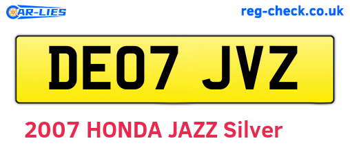 DE07JVZ are the vehicle registration plates.