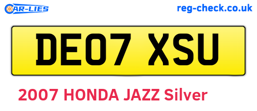 DE07XSU are the vehicle registration plates.