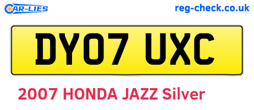 DY07UXC are the vehicle registration plates.