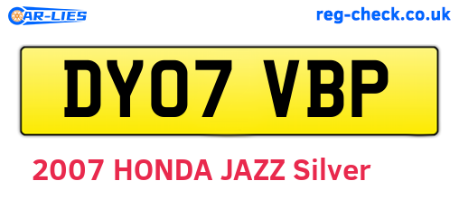 DY07VBP are the vehicle registration plates.