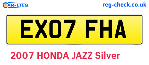 EX07FHA are the vehicle registration plates.