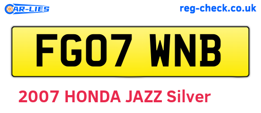 FG07WNB are the vehicle registration plates.