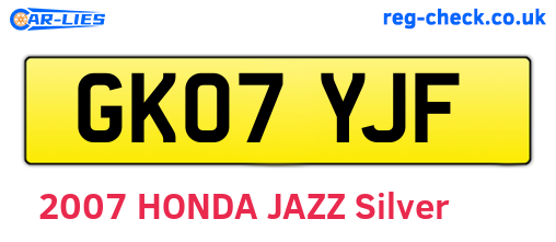 GK07YJF are the vehicle registration plates.