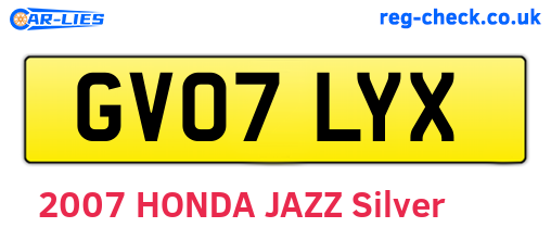 GV07LYX are the vehicle registration plates.