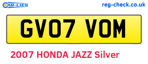 GV07VOM are the vehicle registration plates.